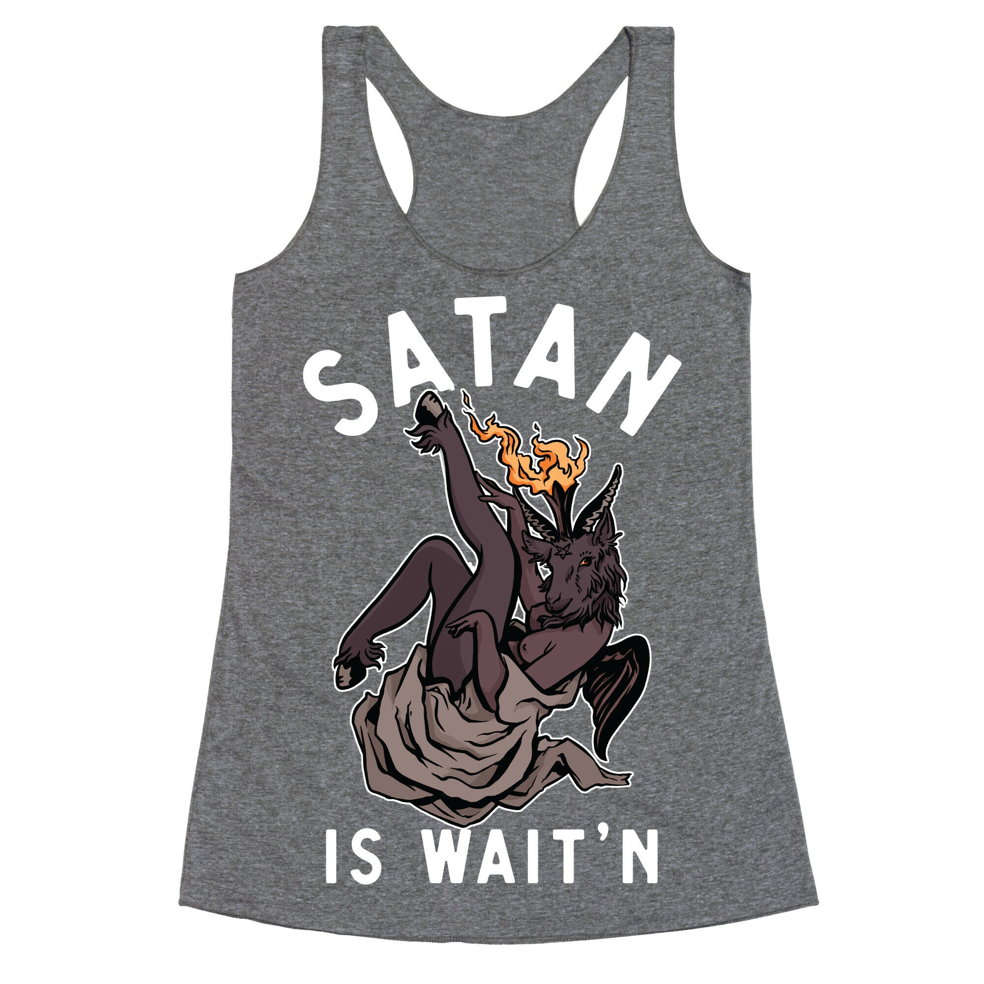 Satan Is Wait'n Racerback Tank